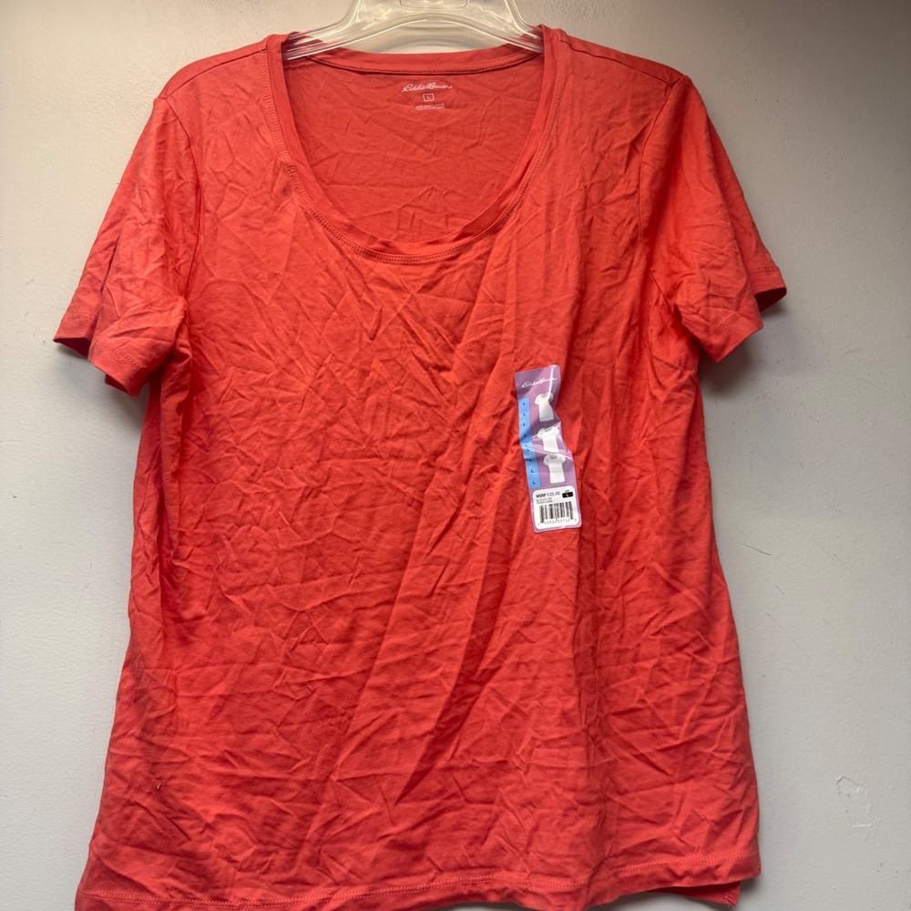 Eddie Bauer T-Shirt Womens L Spiced Coral NEW Scoop Neck Cotton Modal 137013